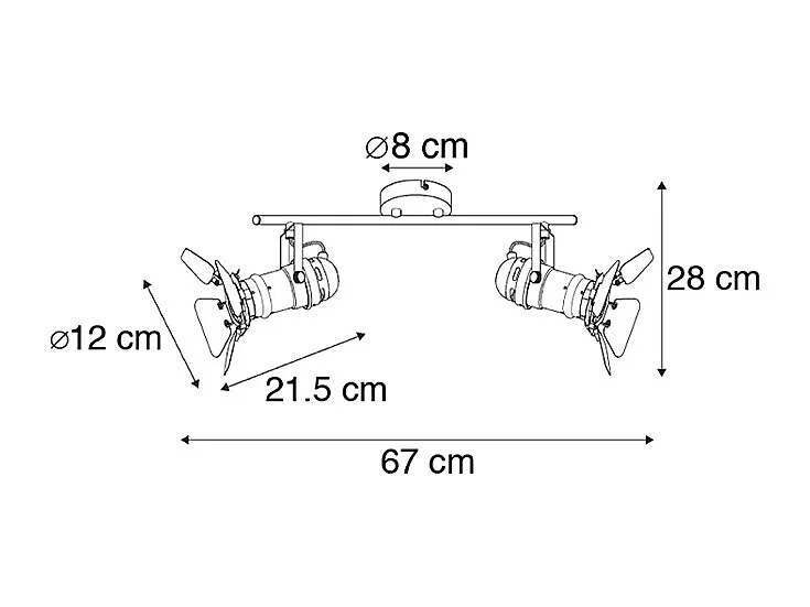 Spot intelligent noir avec WiFi GU10 2 lumières avec volets - Movie