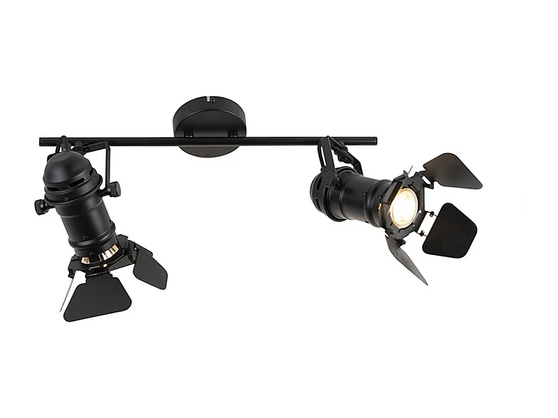 Spot intelligent noir avec WiFi GU10 2 lumières avec volets - Movie