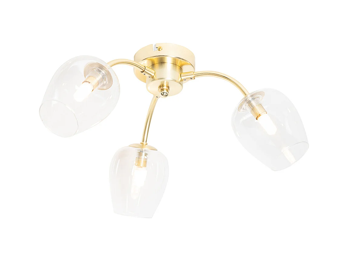 Plafonnier classique or avec verre 3 lumières - Elien