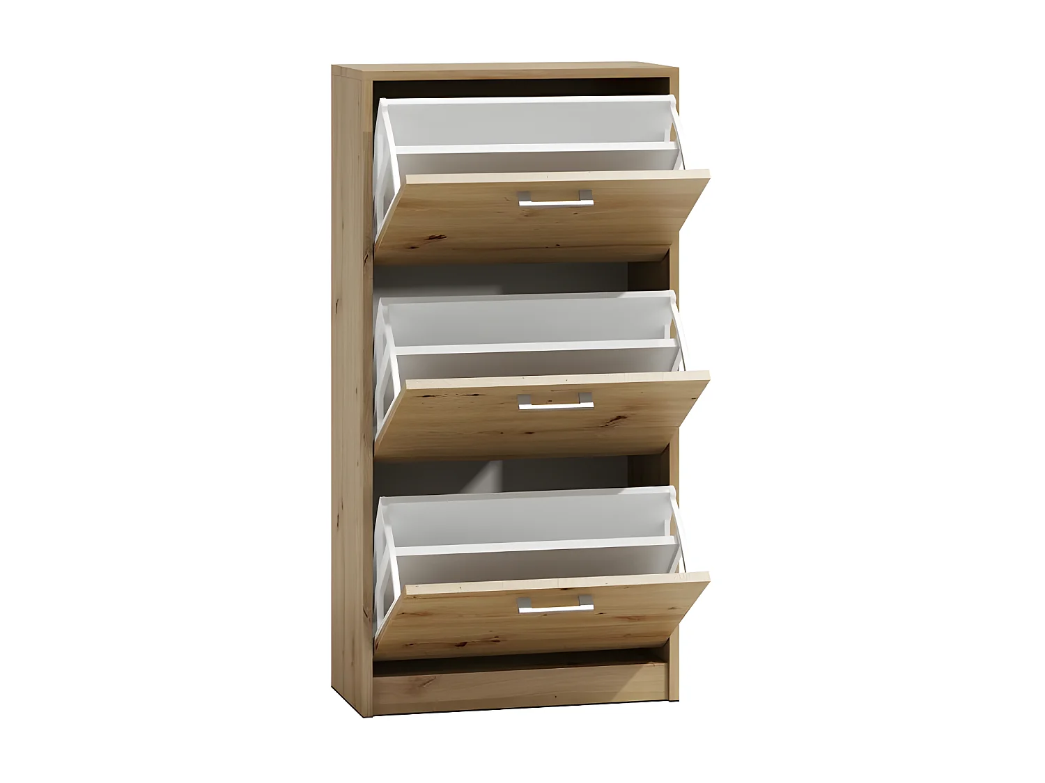 CDF Schuhschrank Paula | Farbe: Eiche Artisan | Ideal für Vorzimmer, Flur, Büro | Schuhaufbewahrung | Schuhregale | modern | offene Einlegenböden