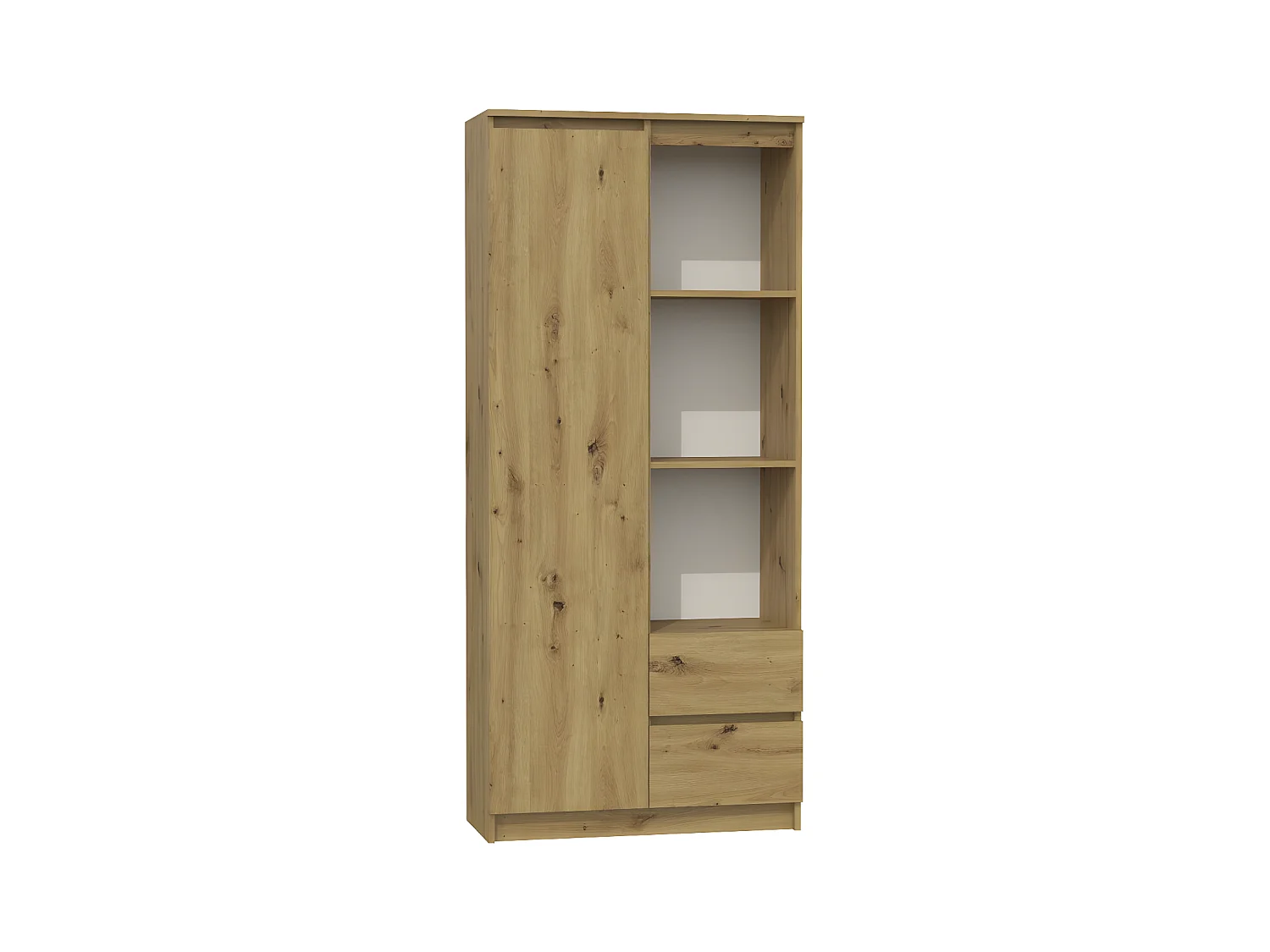 LIVORNO | Bibliothèque étagère moderne | Dimensions : 180x80x35 | 7 tablettes pratiques +  2x tiroirs | Meuble de rangement