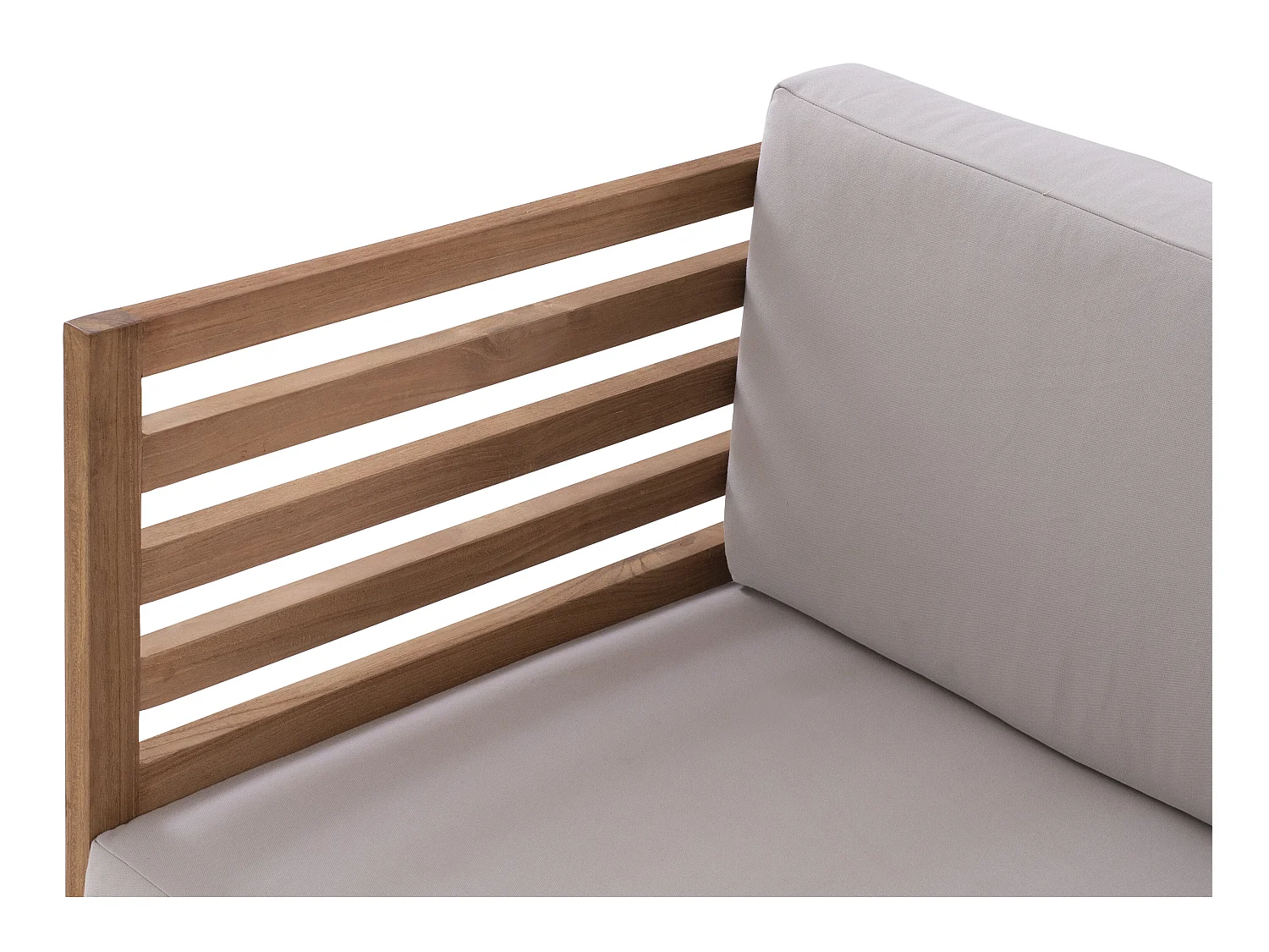 Sofá de jardín 2 plazas de teca - Natural claro y gris - LINERI