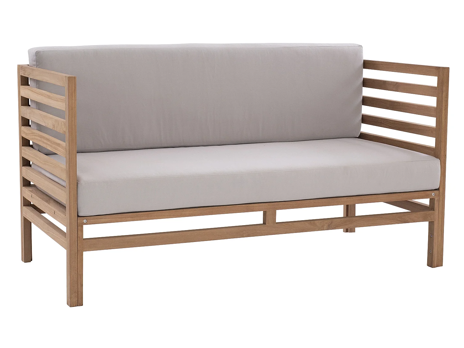 Gartensofa 2-Sitzer - Teakholz - Holzfarben hell & grau - LINERI von MYLIA