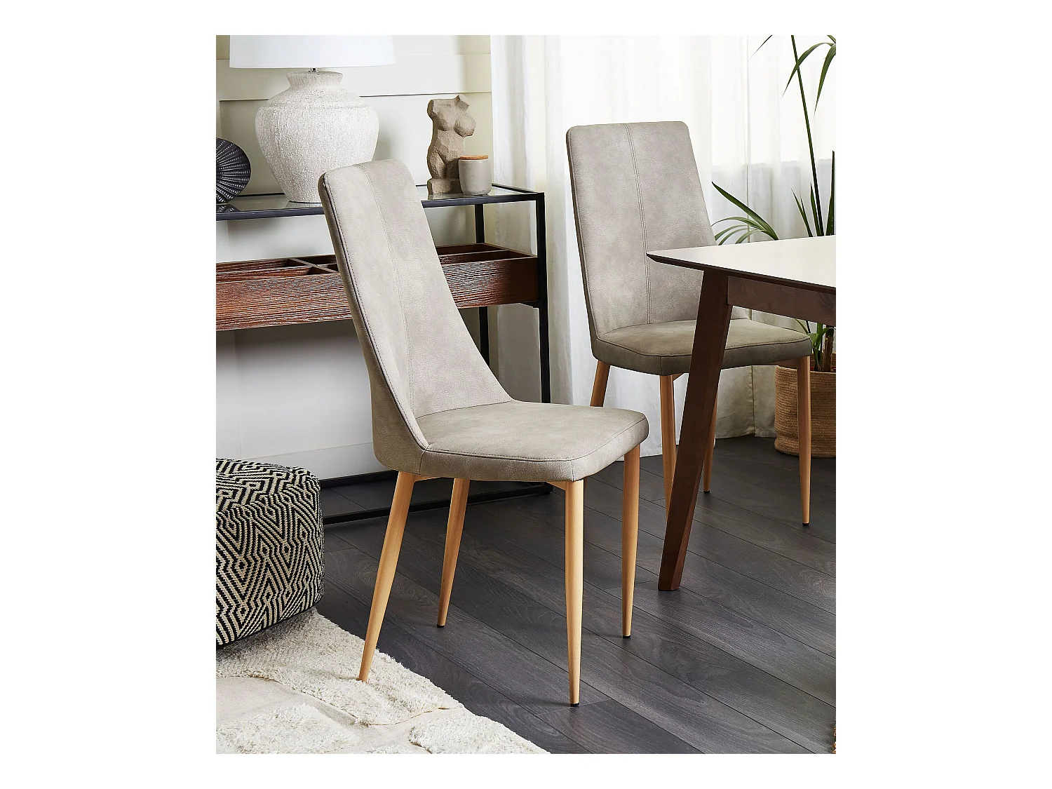 Esszimmerstuhl 2er Set CLAYTON Kunstleder Hellgrau