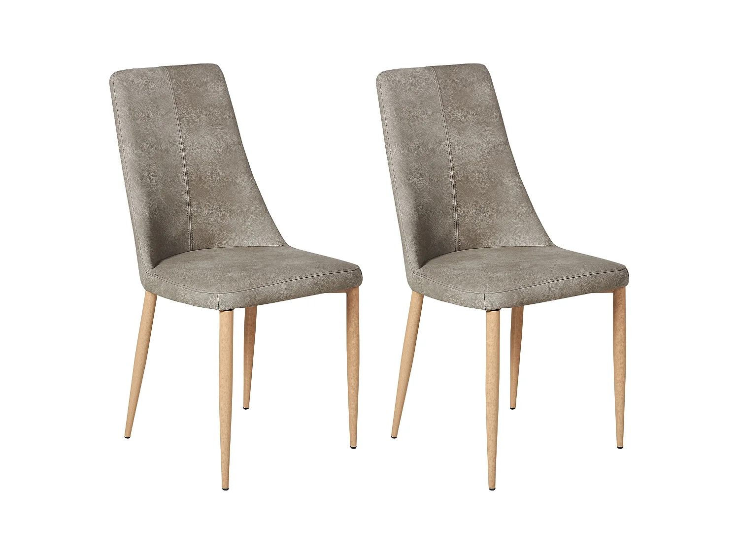 Lot de 2 chaises de salle à manger CLAYTON Cuir PU Gris clair