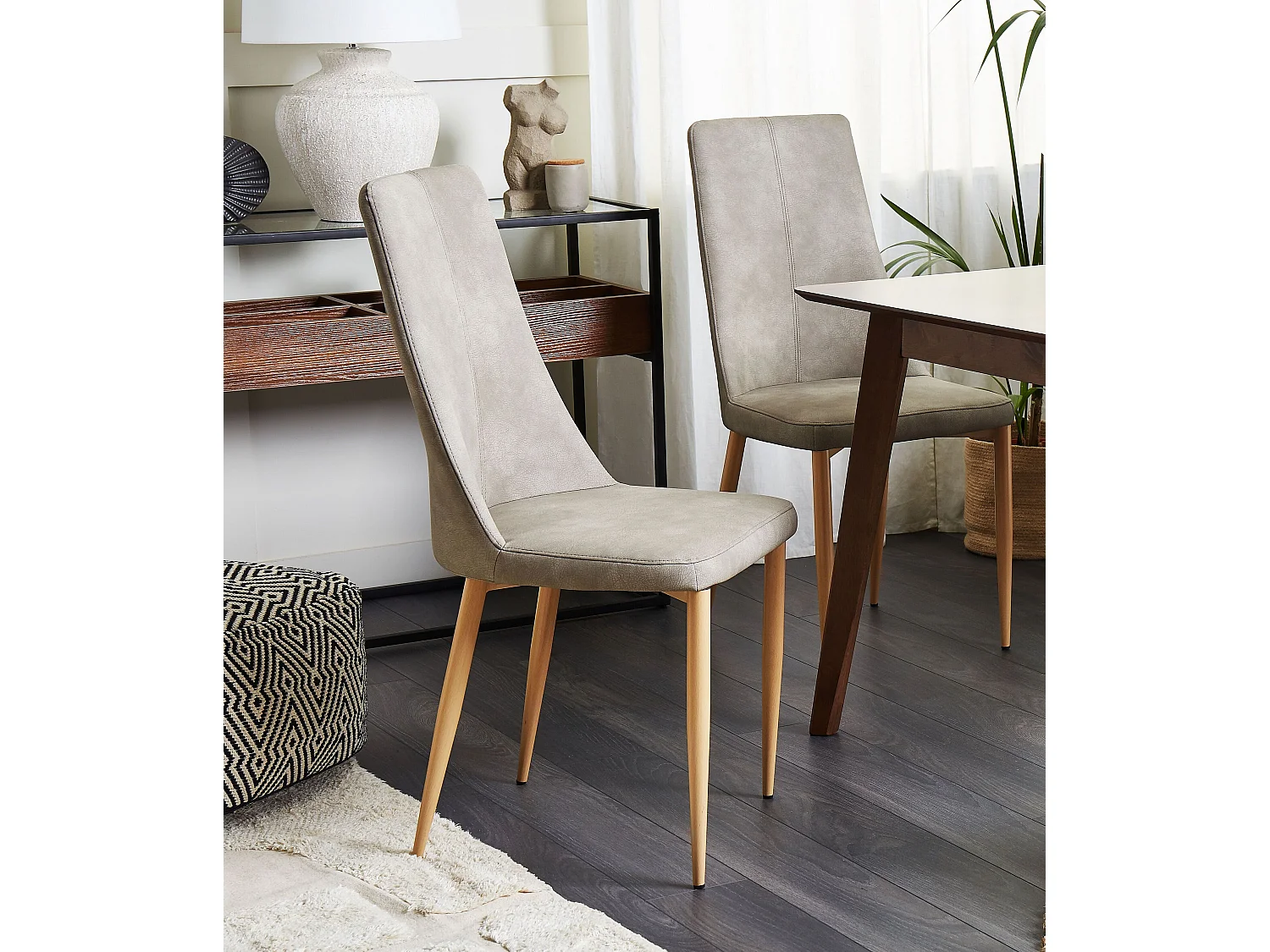 Set van 2 eetkamerstoelen CLAYTON Kunstleer Lichtgrijs