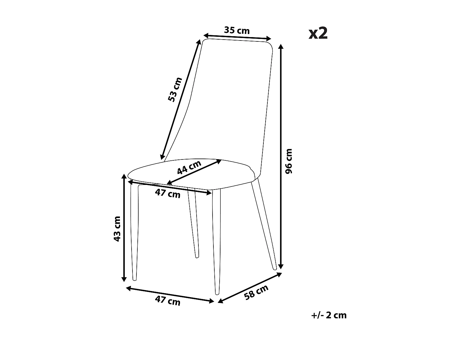 Set van 2 eetkamerstoelen CLAYTON Kunstleer Lichtgrijs