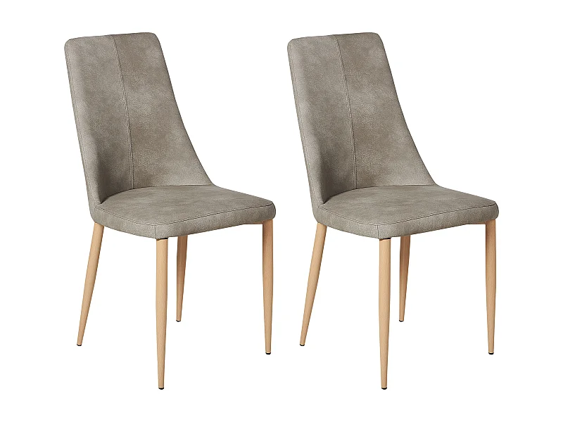Lot de 2 chaises de salle à manger CLAYTON Cuir PU Gris clair