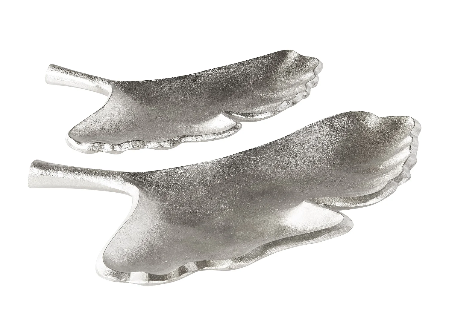 Lot de 2 boîtes à bibelots Feuille PALENQUE Métal Argenté