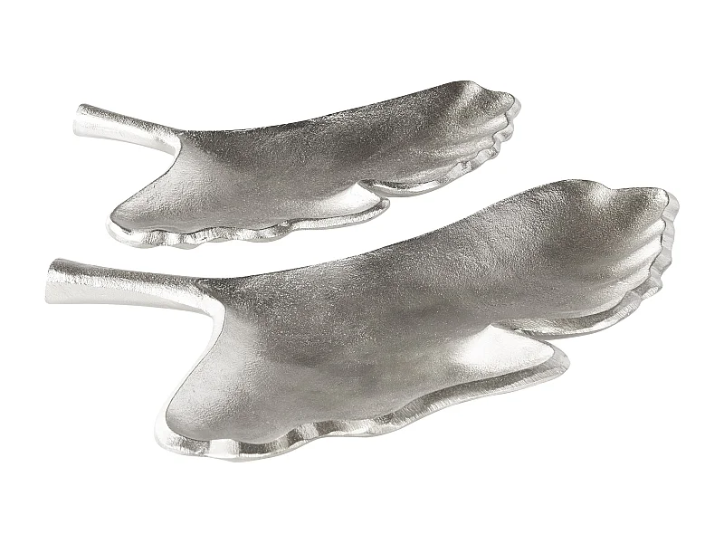 Zestaw 2 pater dekoracyjnych Liść PALENQUE Metal Srebrny