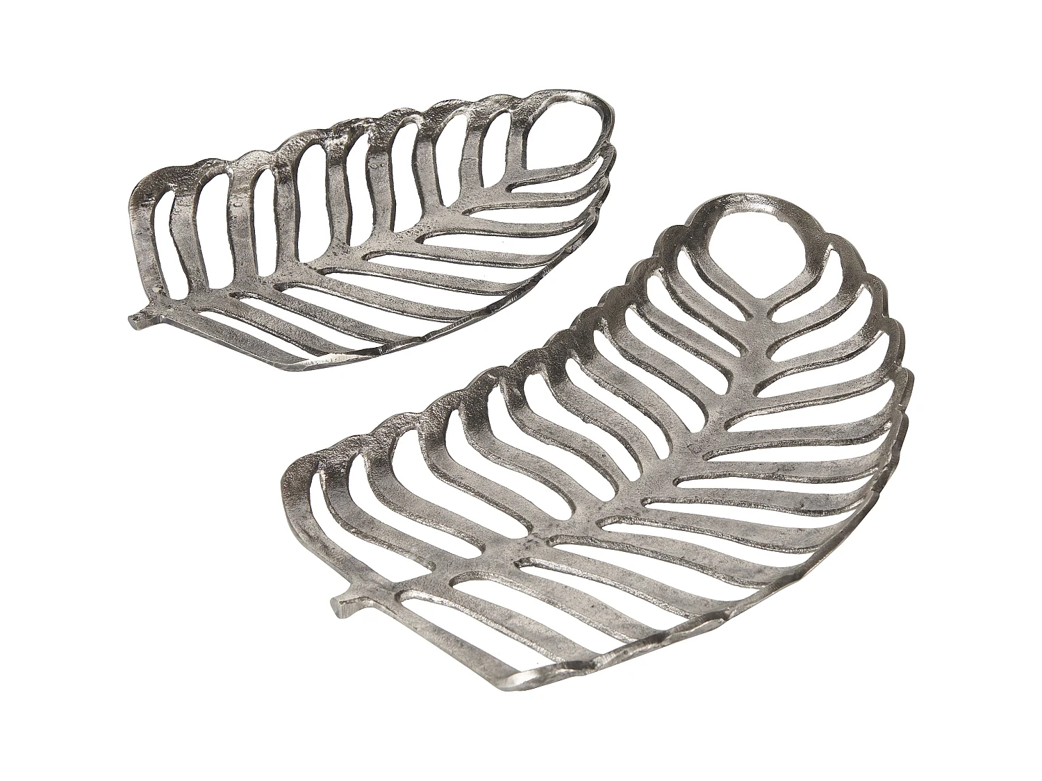 Set di 2 piattini portaoggetti foglia AMNISOS Metallo Argento