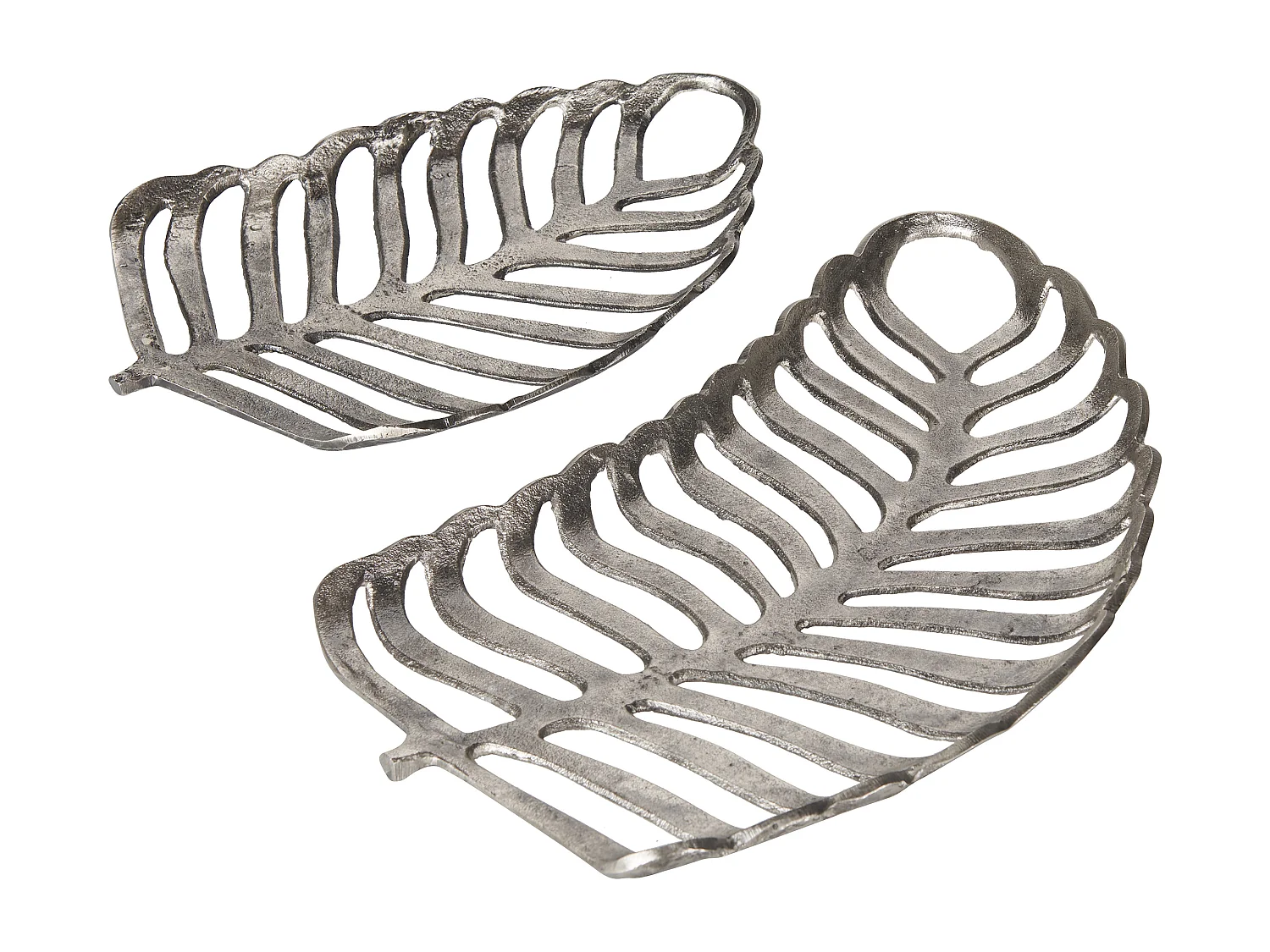 Zestaw 2 pater dekoracyjnych Liść AMNISOS Metal Srebrny