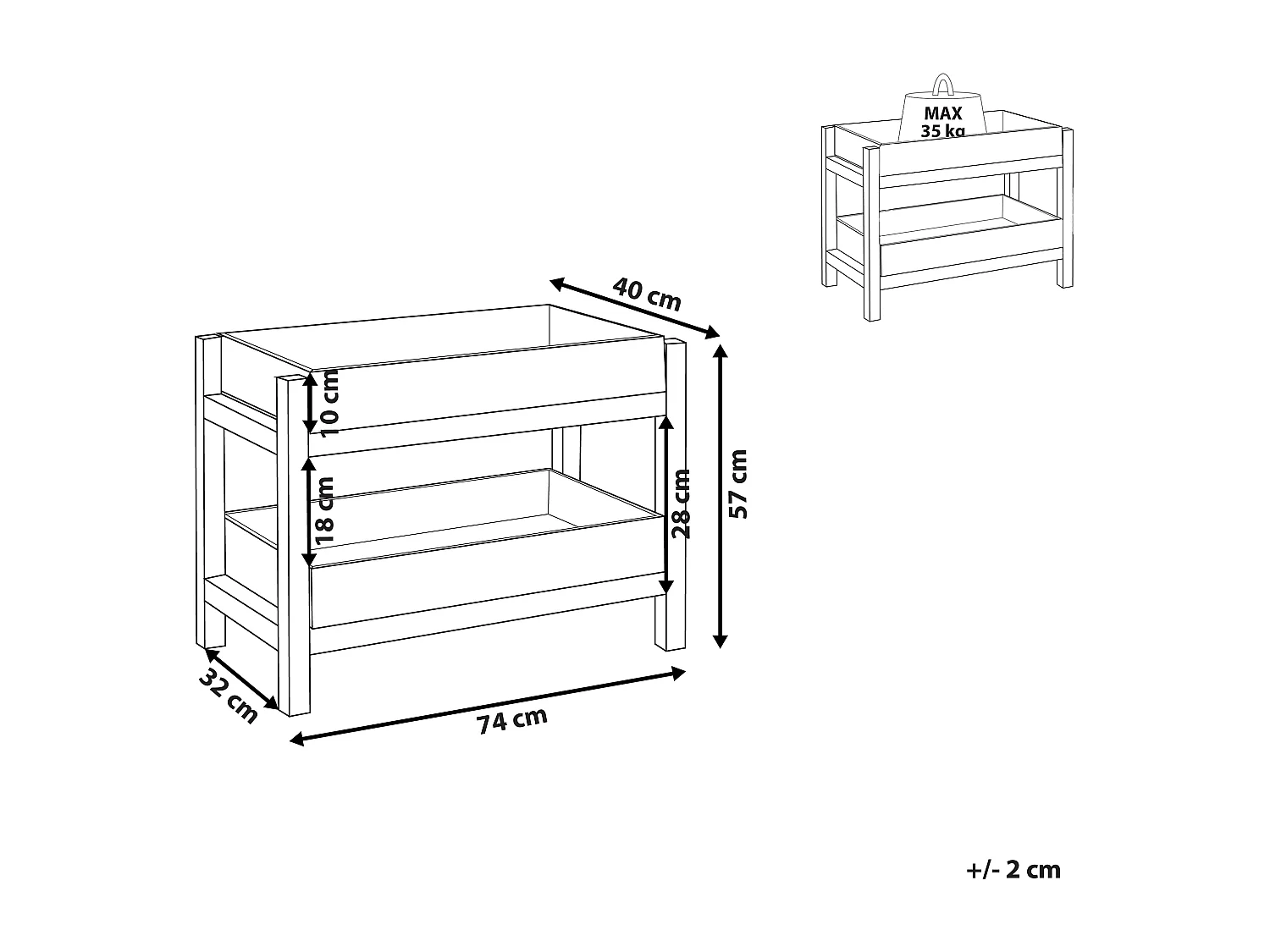 Meuble de rangement OLIENA Béton 74 cm 40 cm Gris
