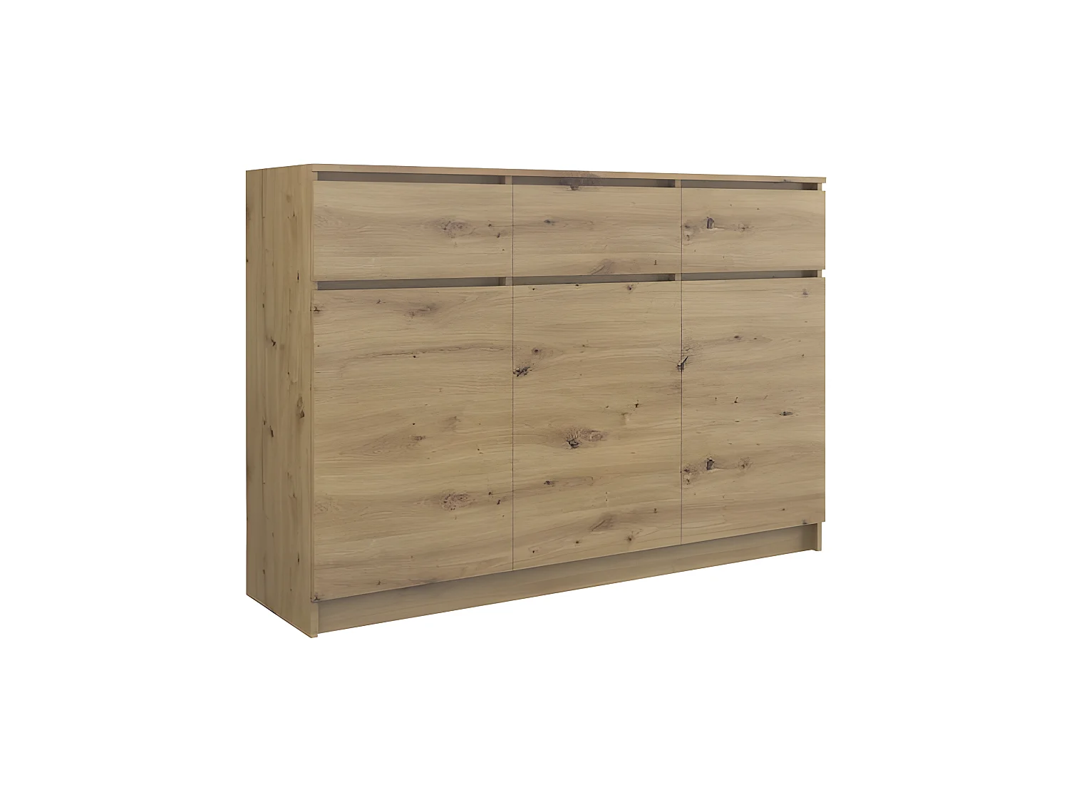 PARME - Commode contemporaine de salon - 120x40x97 - 3 portes & 3 triroirs  - Buffet - Meuble de rangement - Aspect bois