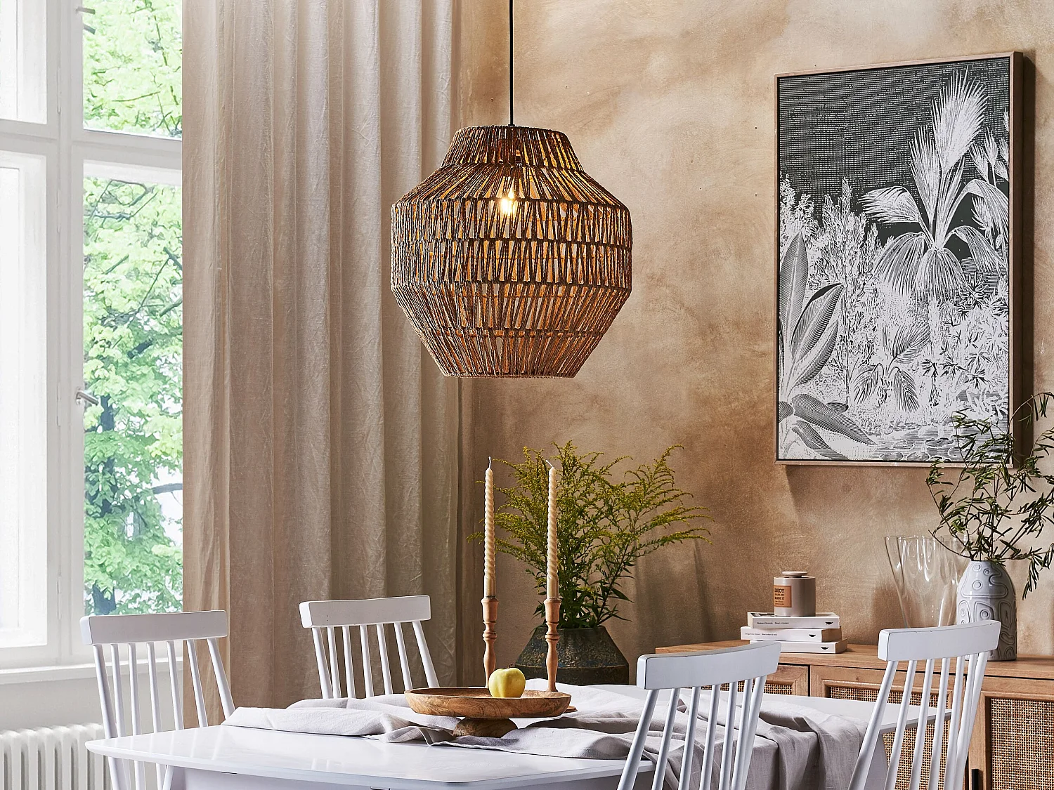 Lampe à suspendre tissée naturelle EWASO