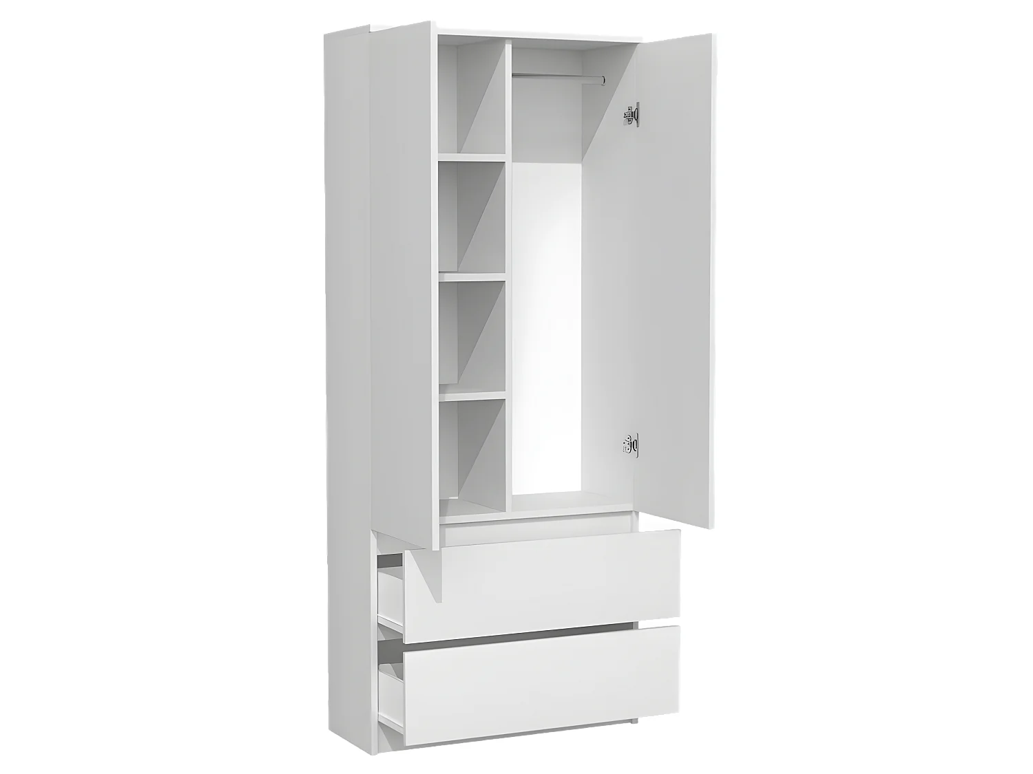 TURIN | Armario dormitorio oficina | Armario multifunción | 2 puertas | 2 grandes cajones deslizantes | Armario de almacenamiento | Vestidor