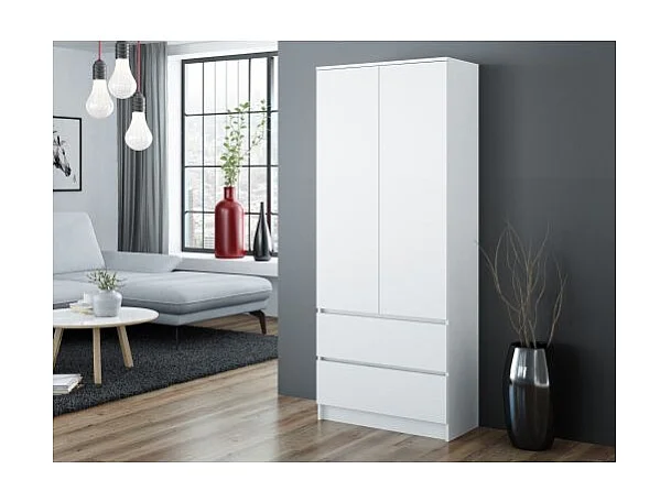 TORINO | Armadio ufficio camera da letto | Armadio multifunzione | 2 ante | 2 grandi cassetti scorrevoli | Armadio di stoccaggio | Camerino