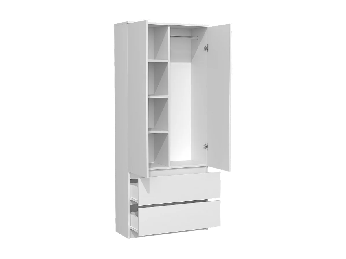 TORINO | Armadio ufficio camera da letto | Armadio multifunzione | 2 ante | 2 grandi cassetti scorrevoli | Armadio di stoccaggio | Camerino