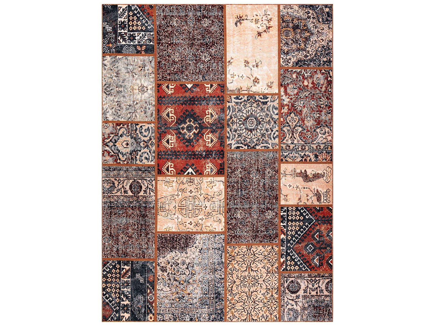 Tapis ANTIKA ancient rust, patchwork moderne, lavable grec - terre cui 120x170 cm
