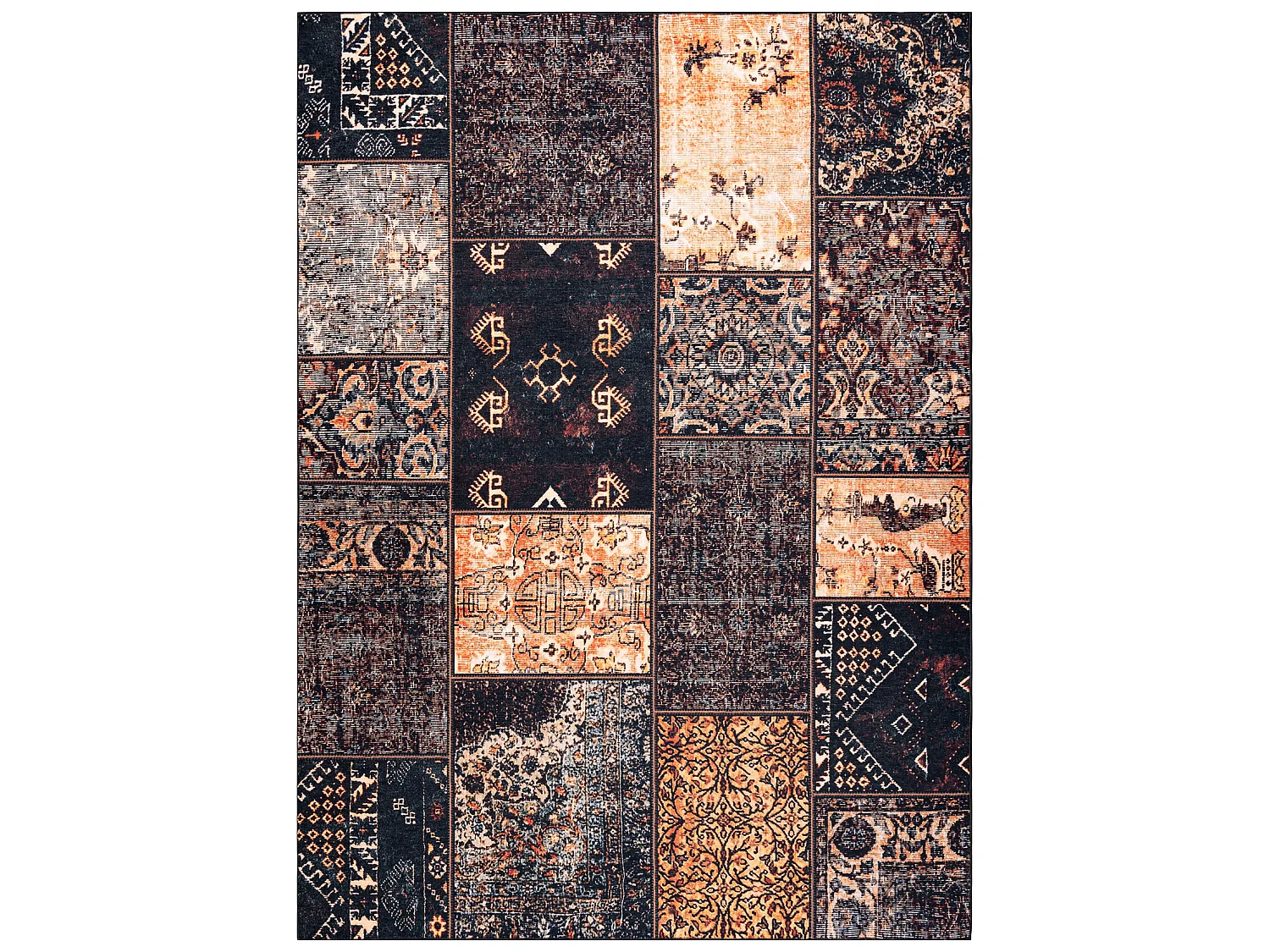 Tapis ANTIKA ancient chocolate, patchwork moderne, lavable grec - marr 80x150 cm