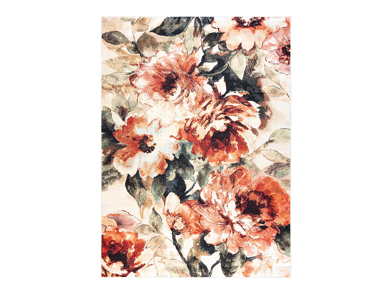 ANTIKA Tappeto 24 tek, fiori, le foglie moderno lavabile - terracotta 120x170 cm