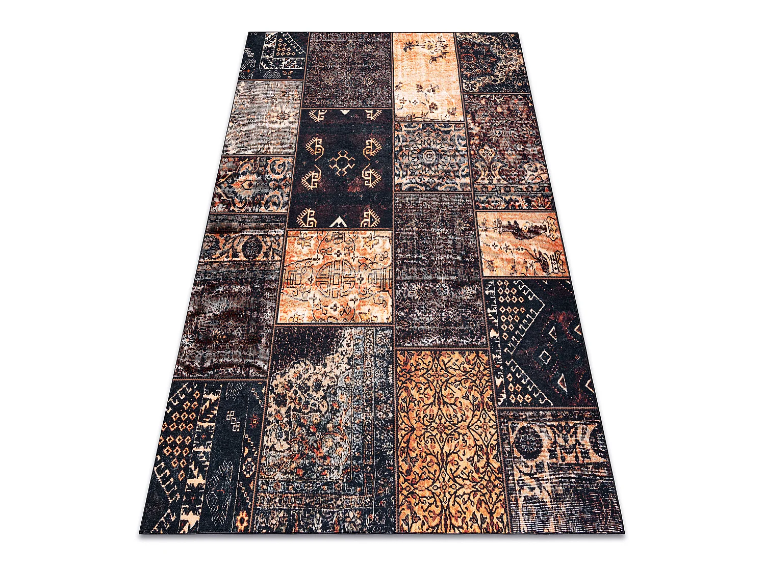 Tapis ANTIKA ancient chocolate, patchwork moderne, lavable grec - marr 120x170 cm