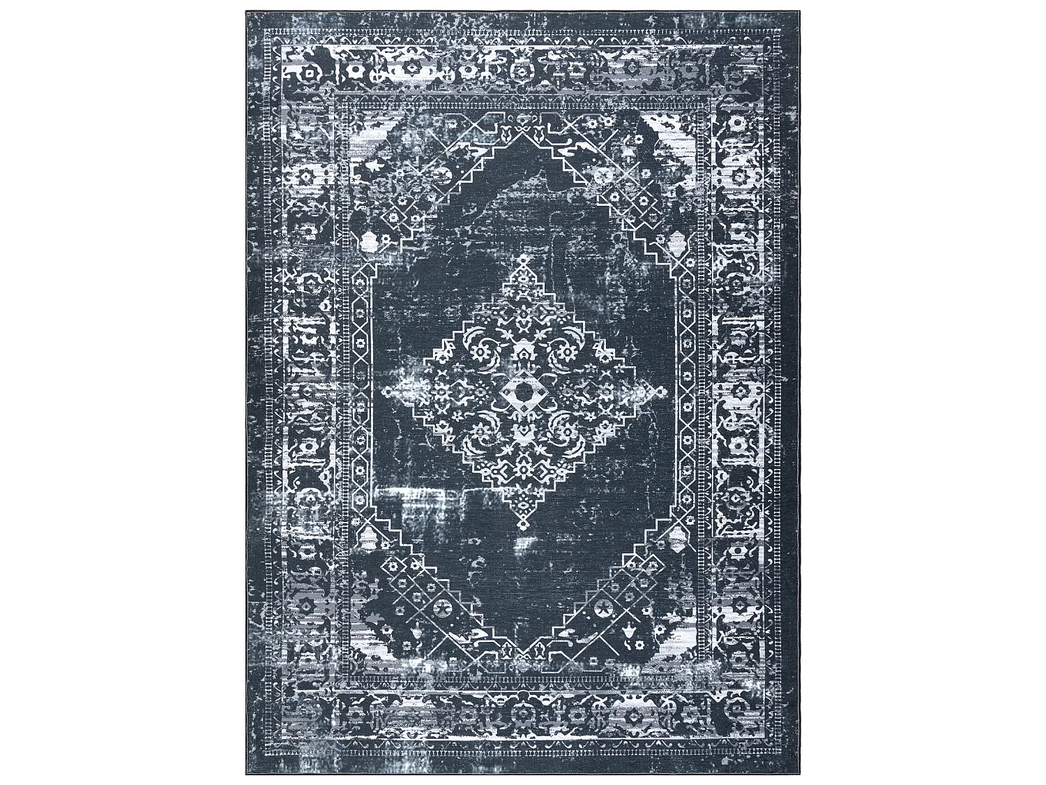 ANTIKA tapijt 117 tek, modern ornament, wasbaar - grijskleuring / graf 80x150 cm