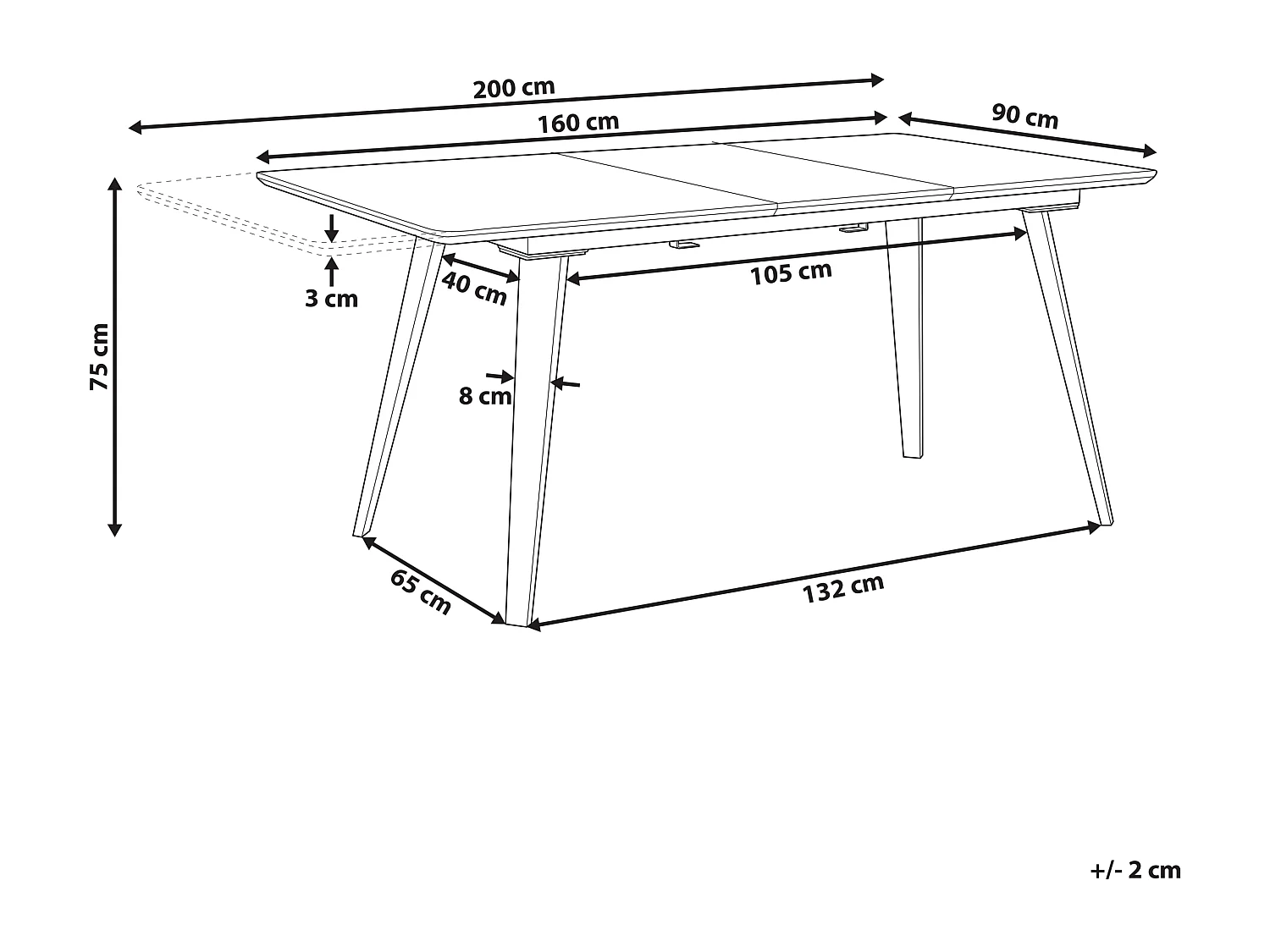 Table de salle à manger extensible IRVINGTON Noir 160/200 cm 90 cm