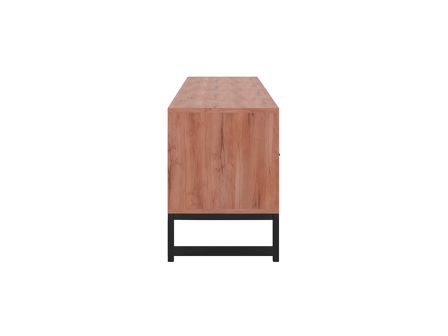 Meuble TV 2 tiroirs et 2 niches en bois d'acacia et métal - Naturel et noir - VEDILA