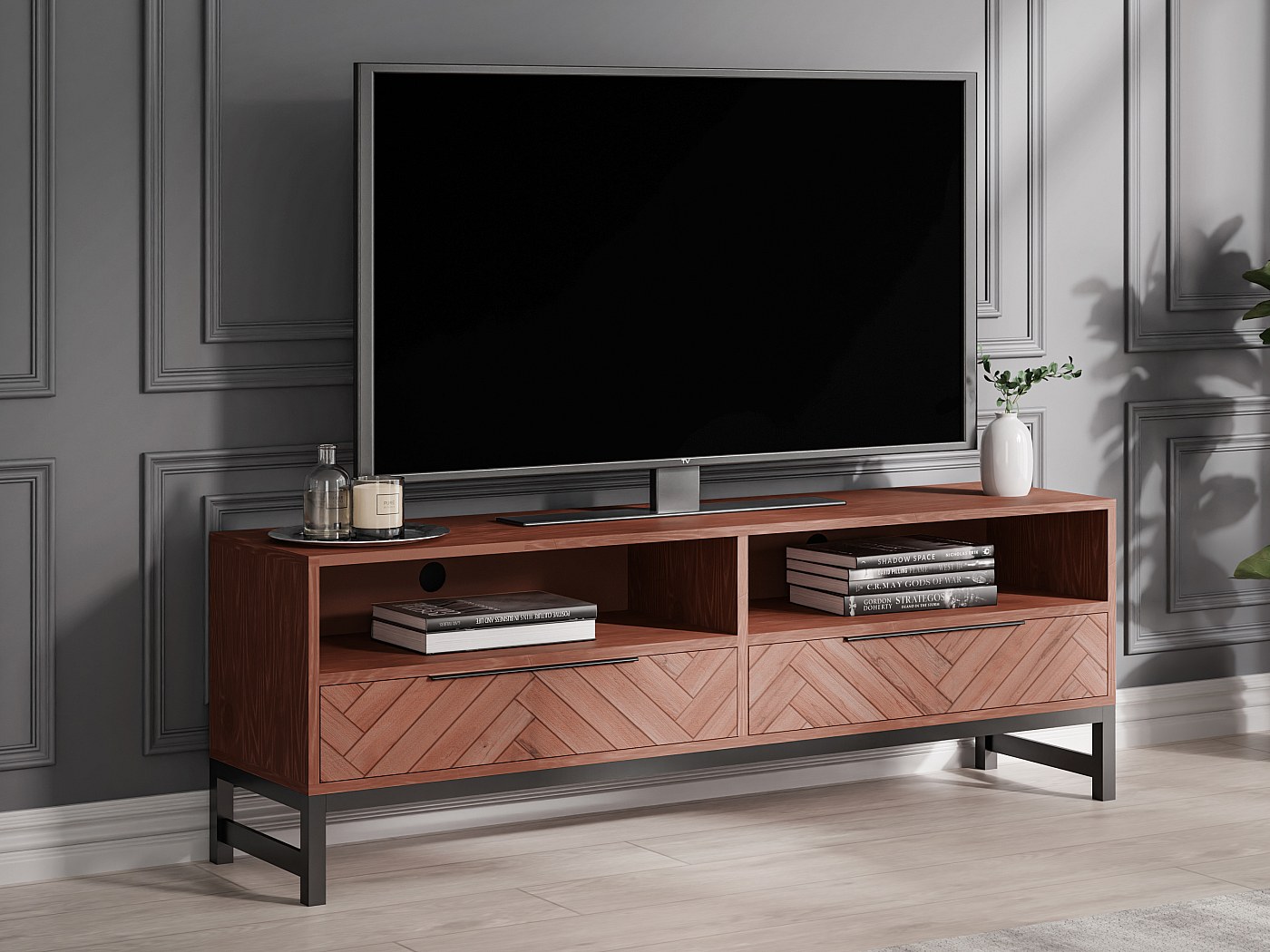 HYANXUE TV-Schrank, Hängend, TV-Wandregale Mit Tür, TV-Multimedia-Konsole, Große Aufbewahrung