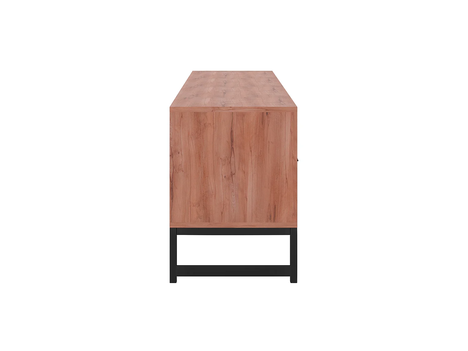 Meuble TV 2 tiroirs et 2 niches en bois d'acacia et métal - Naturel et noir - VEDILA