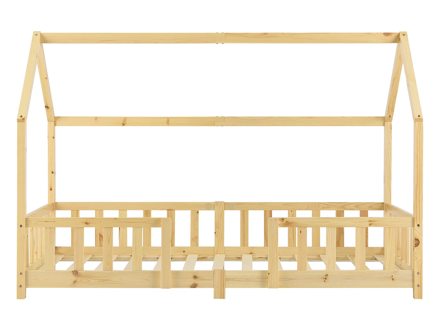 Lit d'Enfant Design Forme Maison Sisimiut Pin 200 x 90 cm Naturel [en.casa]