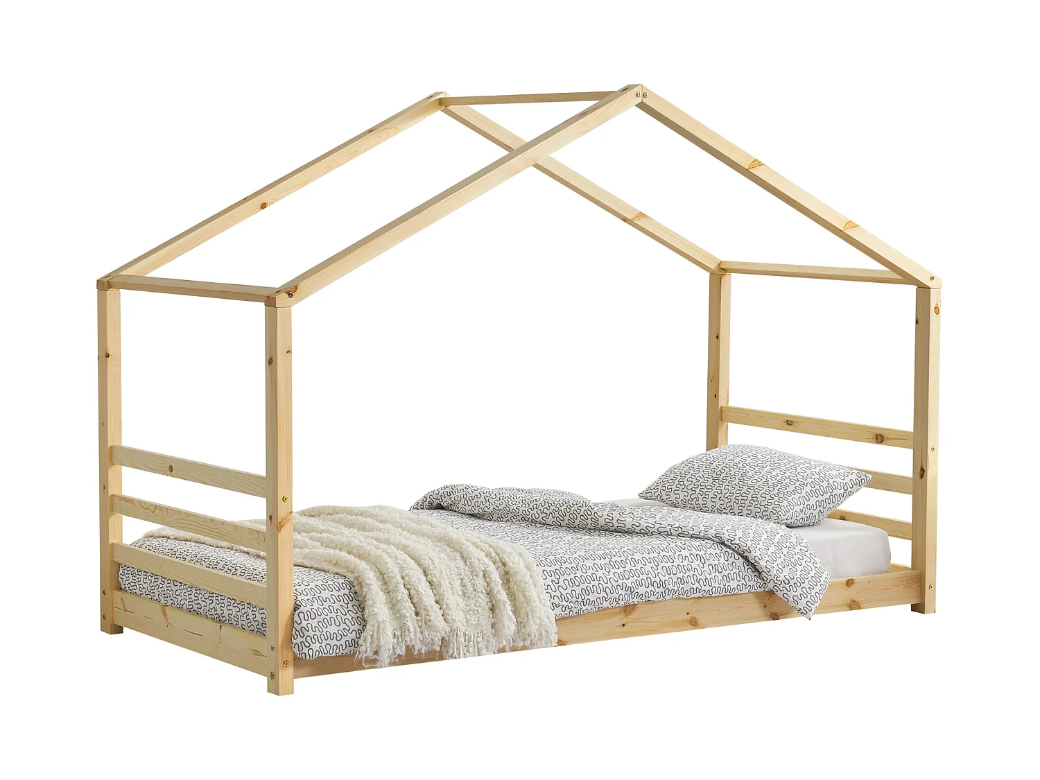 Lit d'enfant Vardø Bois Naturel 206x98x142cm [en.casa]