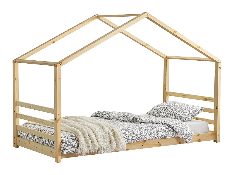 Lit d'enfant Vardø Bois Naturel 206x98x142cm [en.casa]