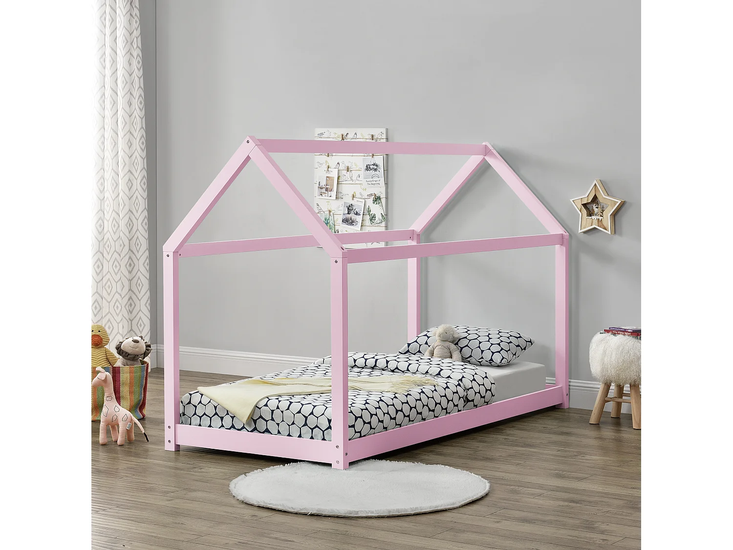 Lit Enfant Design Maison Netstal 200 x 90 cm Rose [en.casa]