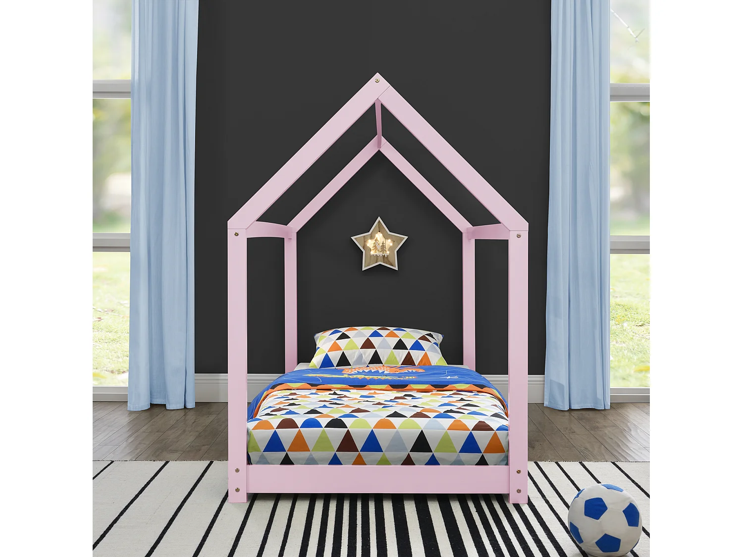 Lit Enfant Design Maison Netstal 200 x 90 cm Rose [en.casa]