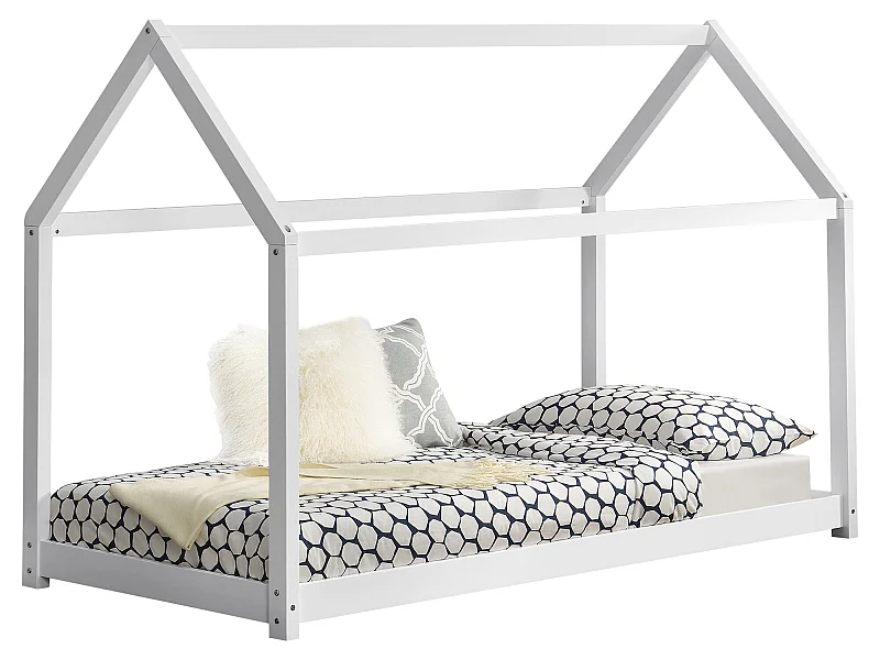 Lit Enfant Design Maison Netstal Pin 140 x 70 cm Blanc [en.casa]