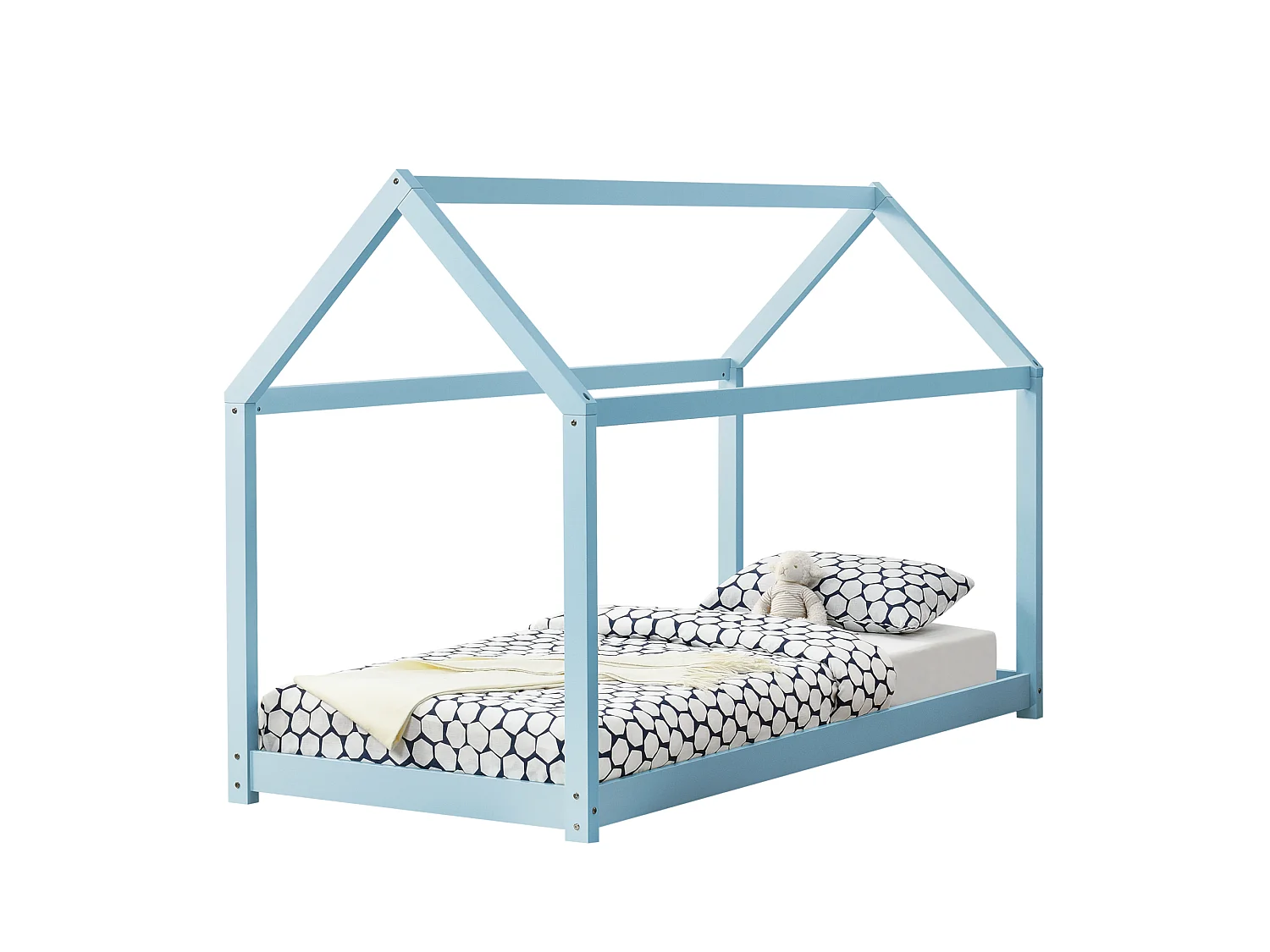 Lit Enfant Design Maison Netstal 200 x 90 cm Bleu Mat Laqué [en.casa]