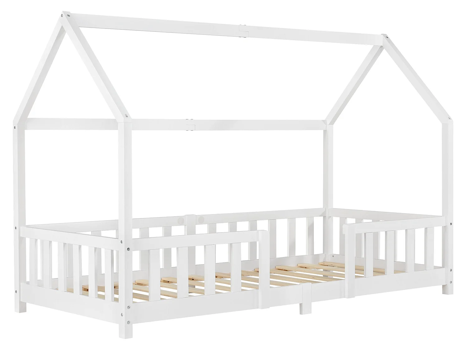 Lit d'Enfant Design Forme Maison Sisimiut Pin 200 x 90 cm Blanc Mat Laqué [en.casa]