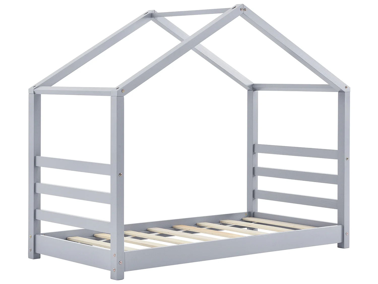 Lit d'enfant Design Maison Vardø Pin 70 x 140 cm Gris Mat Laqué [en.casa]