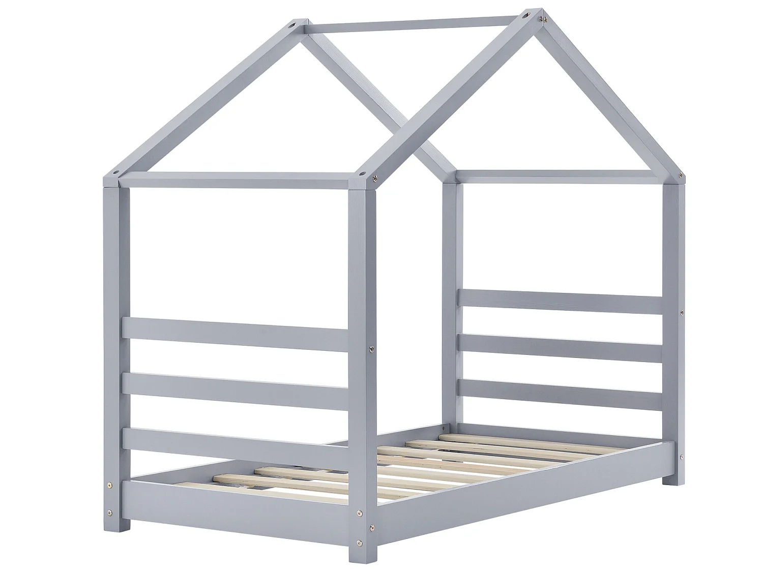 Lit d'enfant Design Maison Vardø Pin 70 x 140 cm Gris Mat Laqué [en.casa]