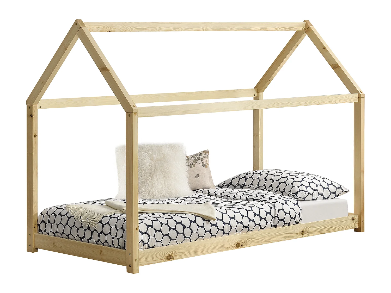 Lit Enfant Design Maison Netstal Pin 90 x 200 cm Bois Naturel [en.casa]