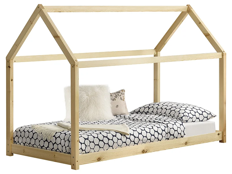 Lit Enfant Design Maison Netstal Pin 90 x 200 cm Bois Naturel [en.casa]