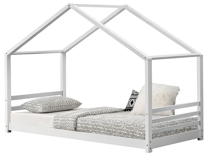 Lit D'enfant Design Maison Vardø Pin 90 X 200 Cm Blanc Mat [en.casa]