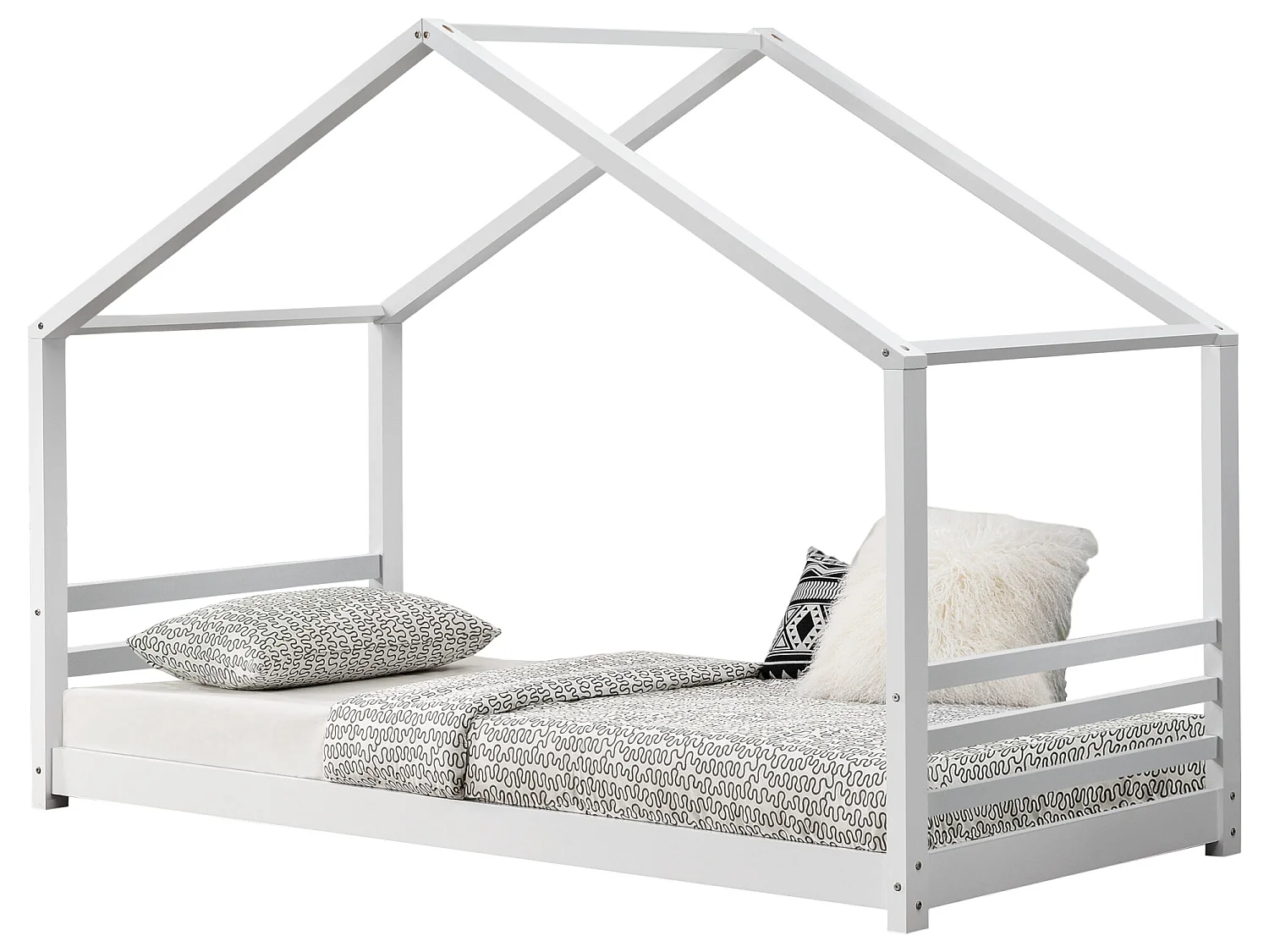 Lit D'enfant Design Maison Vardø Pin 90 X 200 Cm Blanc Mat [en.casa]