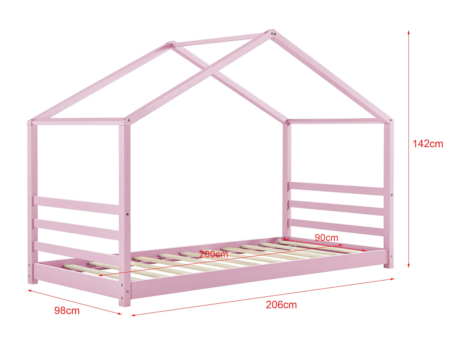 Lit D'enfant Design Maison Vardø Pin 90 X 200 Cm Rose [en.casa]