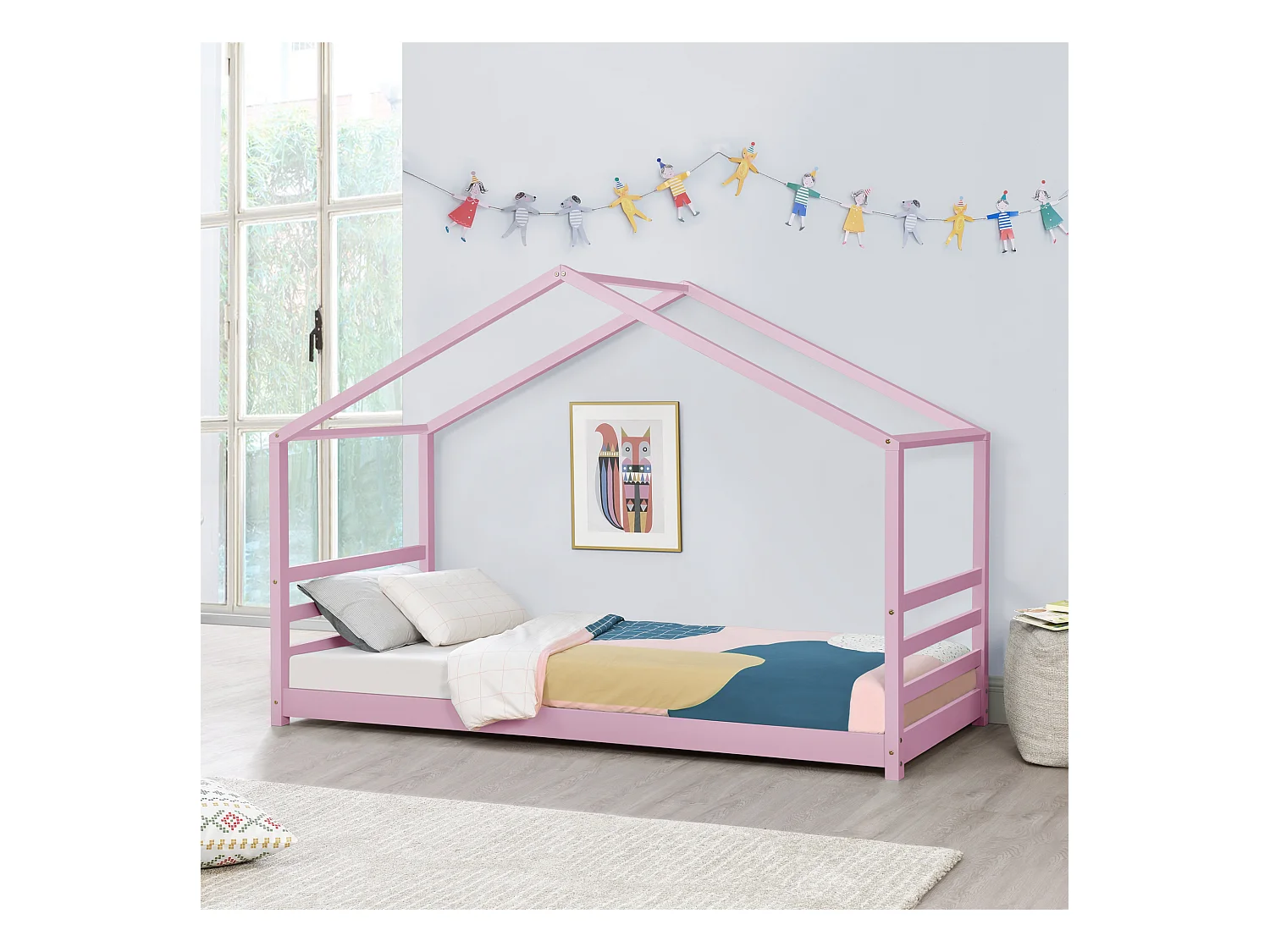Lit D'enfant Design Maison Vardø Pin 90 X 200 Cm Rose [en.casa]