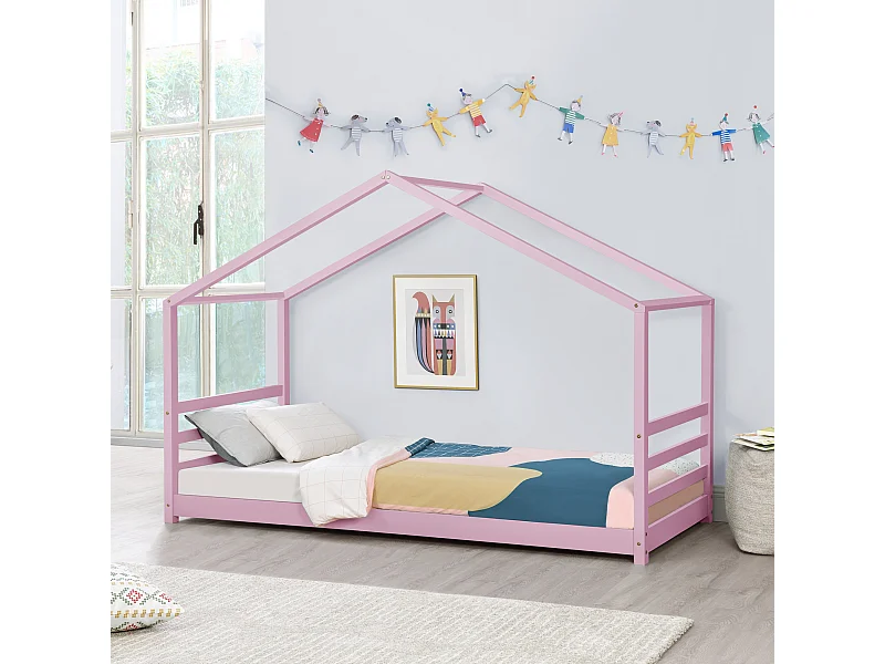 Lit D'enfant Design Maison Vardø Pin 90 X 200 Cm Rose [en.casa]