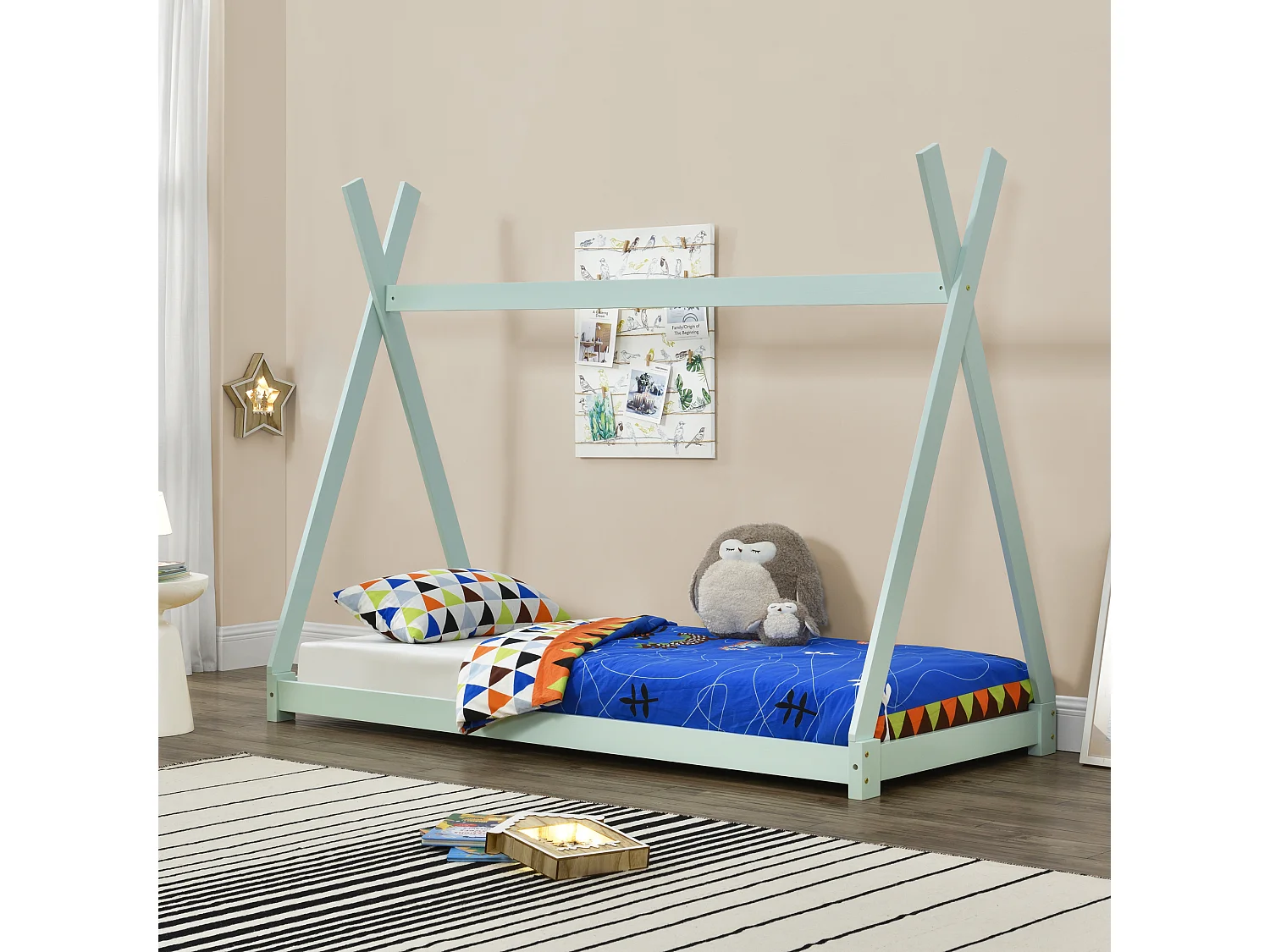 Lit de Tipi pour Enfant Onejda Menthe 200 x 90 cm [en.casa]