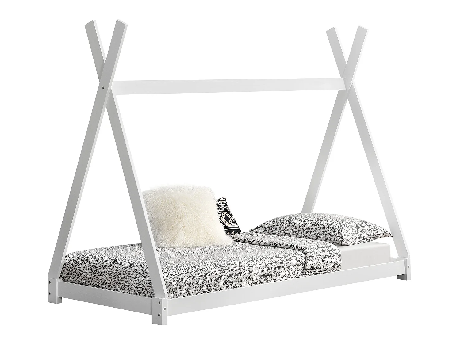 Lit de Tipi pour Enfant Onejda Blanc Mat 200 x 90 cm [en.casa]